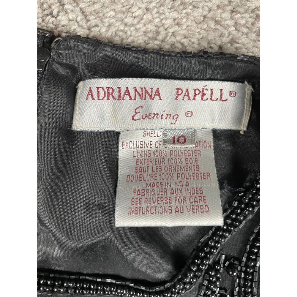 Adrianna Papell Evening Dress Womens Small Silk Bead Party Whimsigoth Fairy Goth - Picture 4 of 13